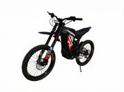 Black electric bike with red accents on a white background